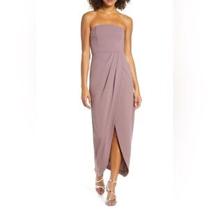 Wayf Strapless Mauve tulip hem Dress